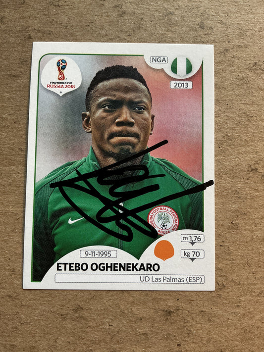 Etebo Oghenekaro, Nigeria 🇳🇬 FIFA World Cup 2018 Panini hand signed