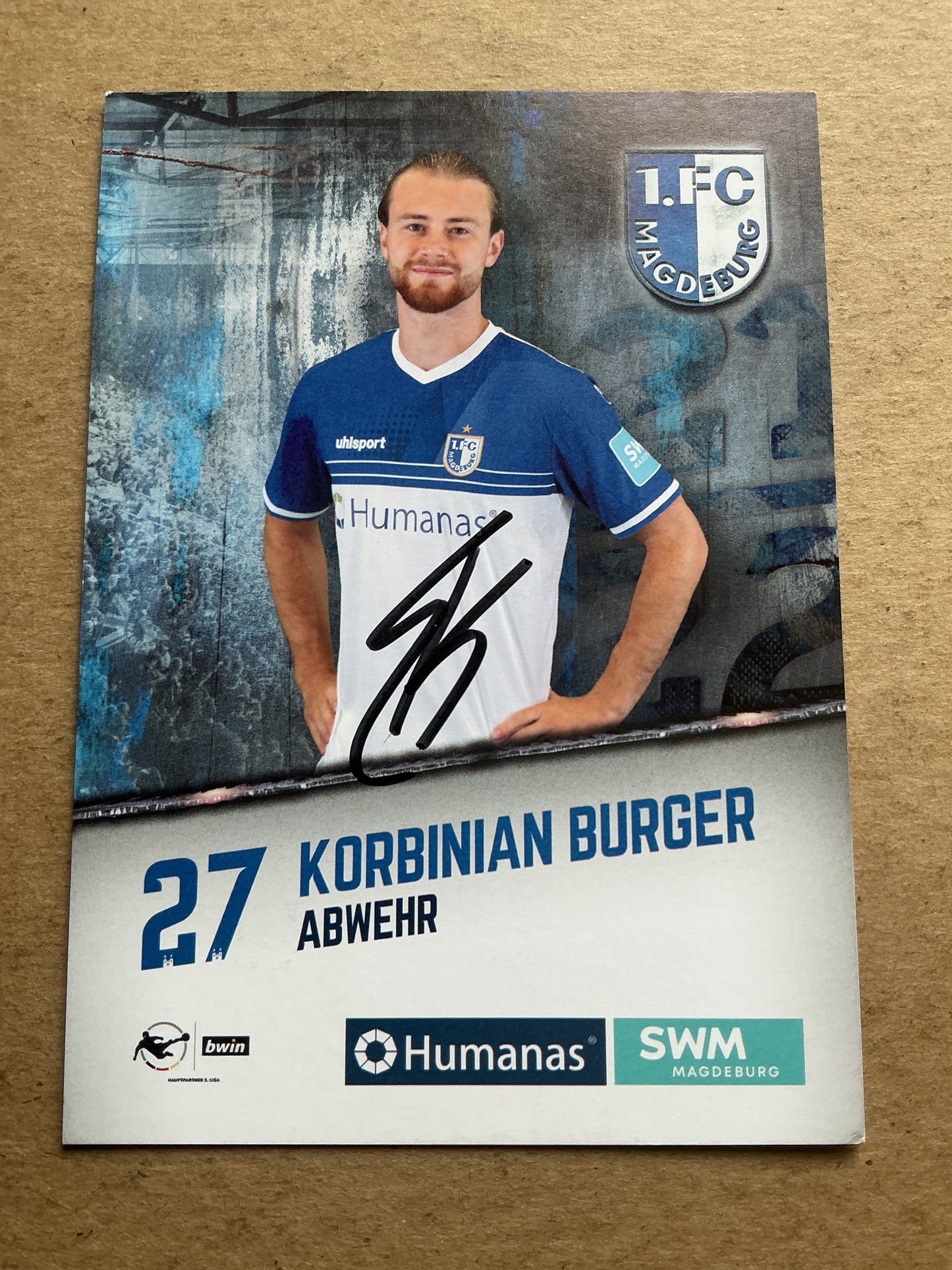 Korbinian Burger, Germany 🇩🇪 1.FC Magdeburg 2021/22 hand signed