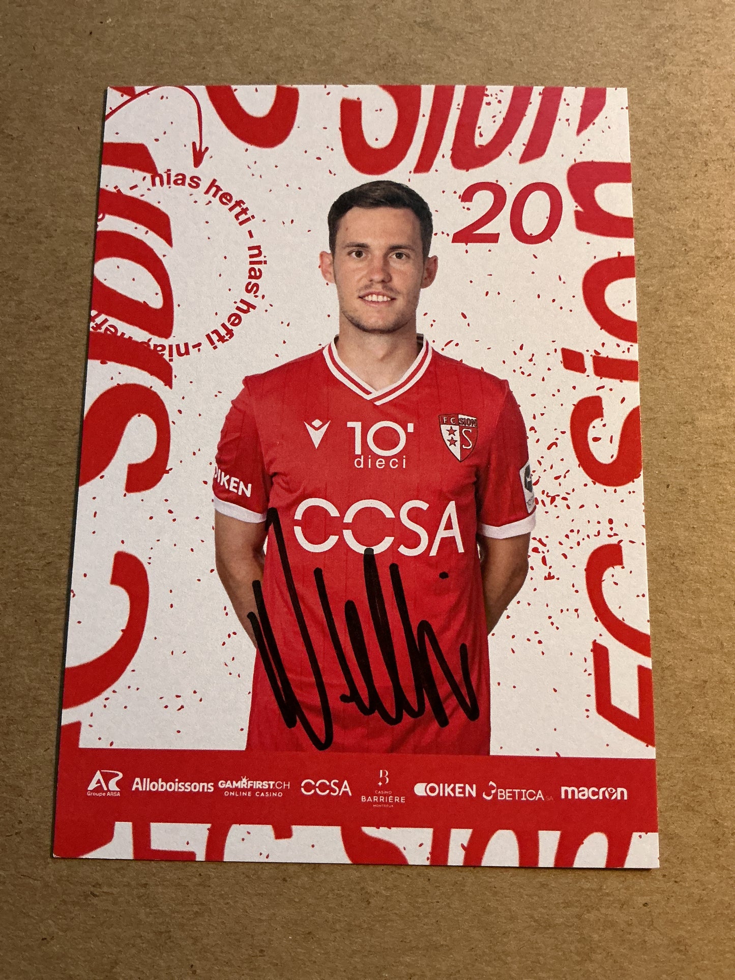 Nias Hefti, Switzerland 🇨🇭 FC Sion 2023/24 hand signed