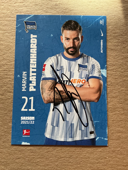 Marvin Plattenhardt, Germany 🇩🇪 Hertha BSC Berlin 2021/22 hand signed