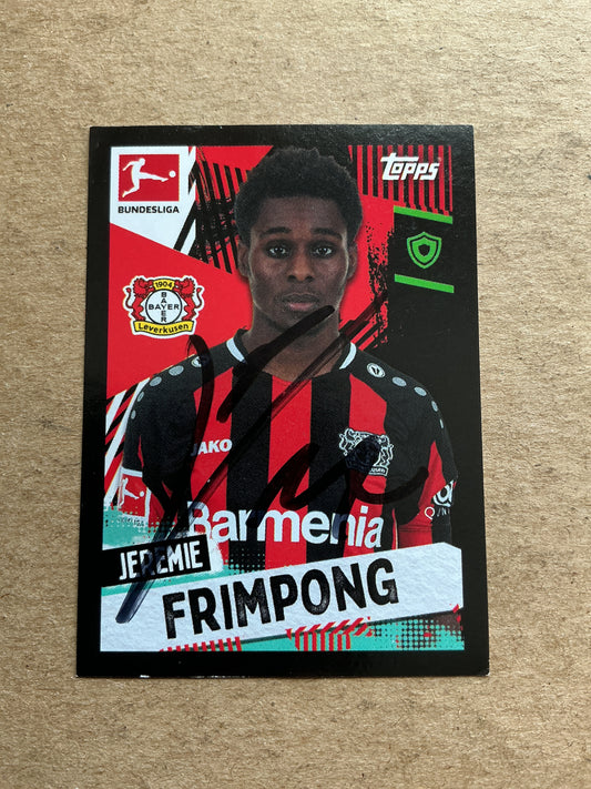 Jeremie Frimpong, Netherlands 🇳🇱 Bayer 04 Leverkusen 2021/22 Topps hand signed