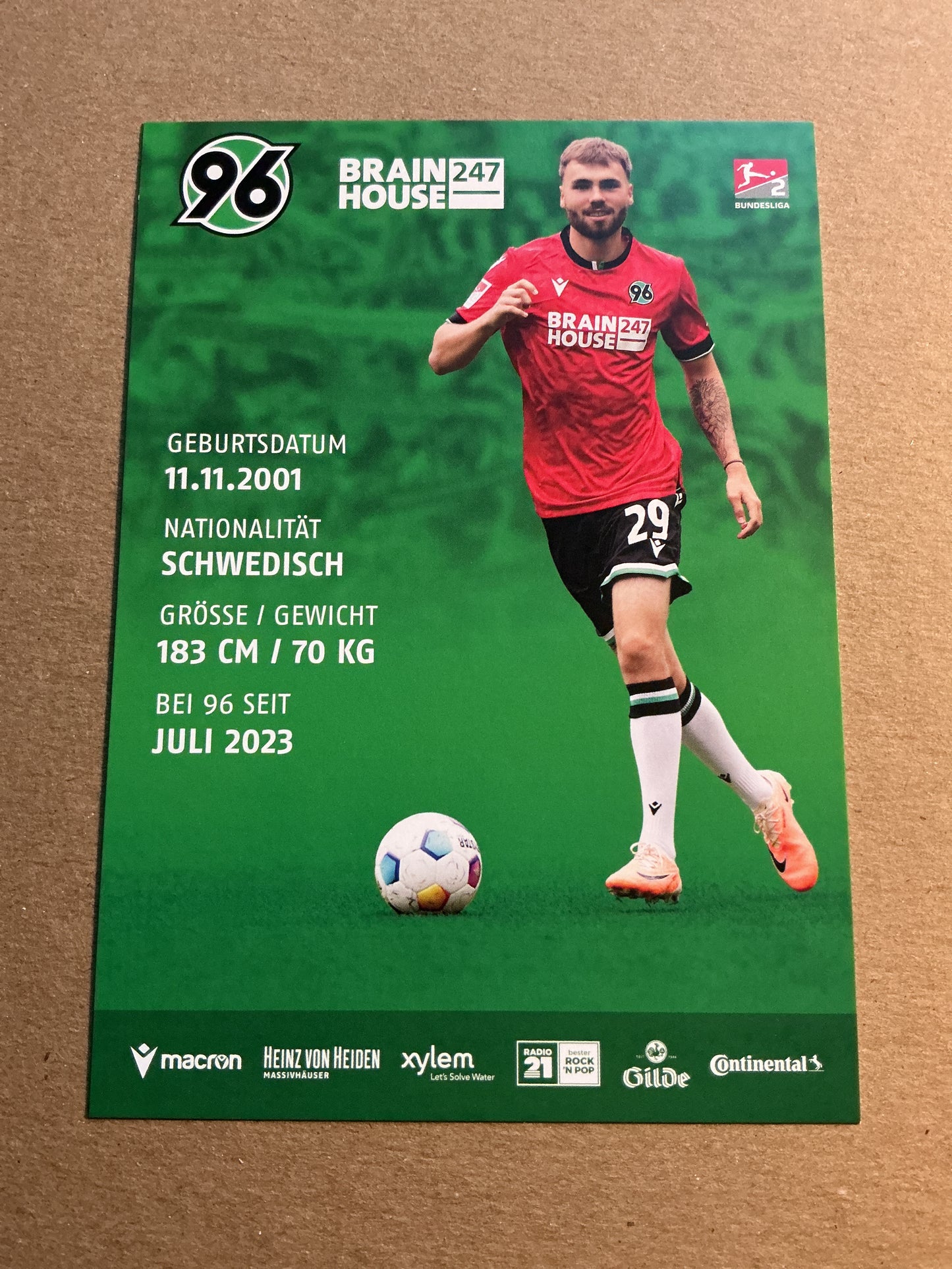 Kolja Oudenne, Sweden 🇸🇪 Hannover 96 2023/24 hand signed