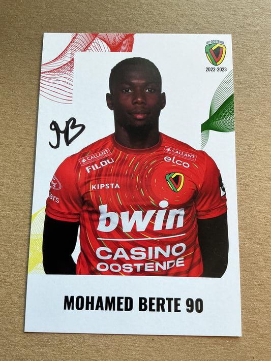 Mohamed Berte, Belgium 🇧🇪 KV Oostende 2022/23 hand signed