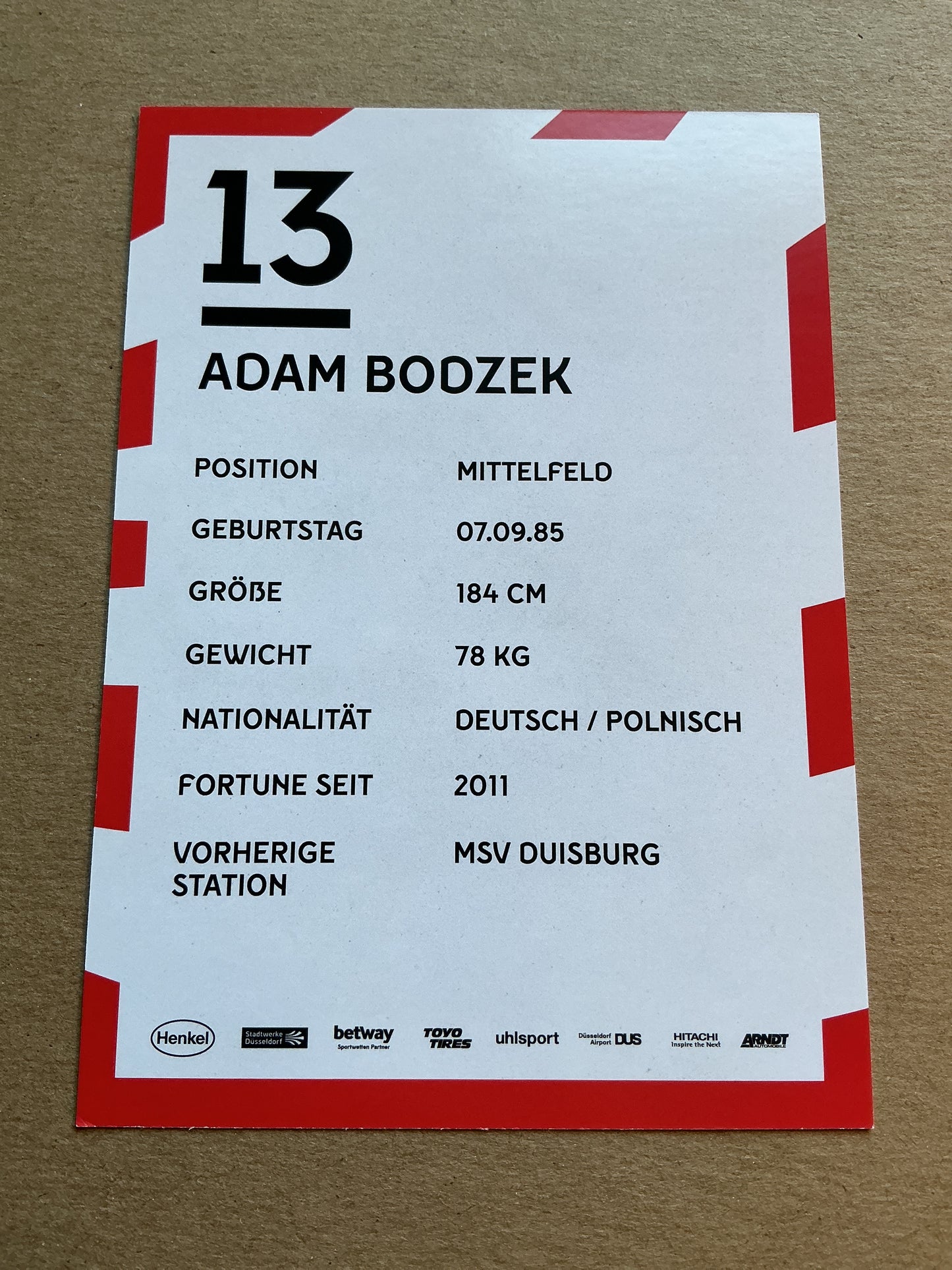 Adam Bodzek, Poland 🇵🇱 Fortuna Düsseldorf 2019/20 hand signed