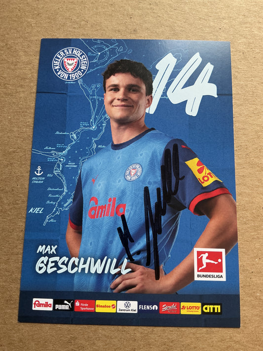 Max Geschwill, Germany 🇩🇪 Holstein Kiel 2024/25 hand signed