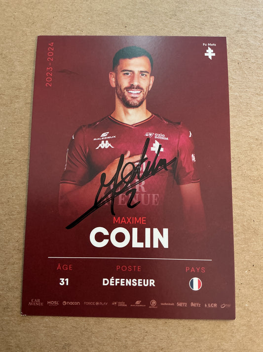 Maxime Colin, France 🇫🇷 FC Metz 2023/24 hand signed