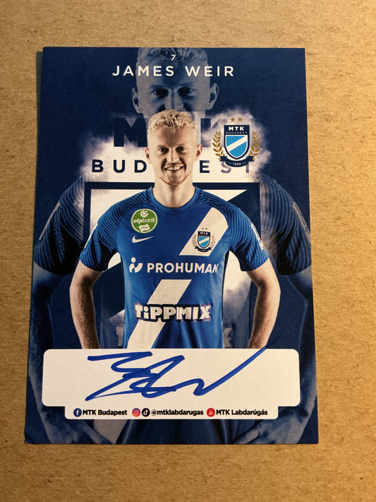 James Weir, England 🏴󠁧󠁢󠁥󠁮󠁧󠁿 MTK Budapest 2021/22 hand signed