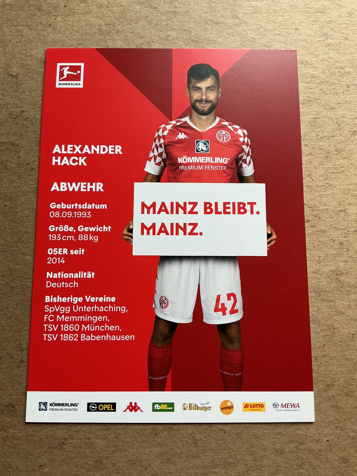 Alexander Hack, Germany 🇩🇪 FSV Mainz 05 2020/21 hand signed