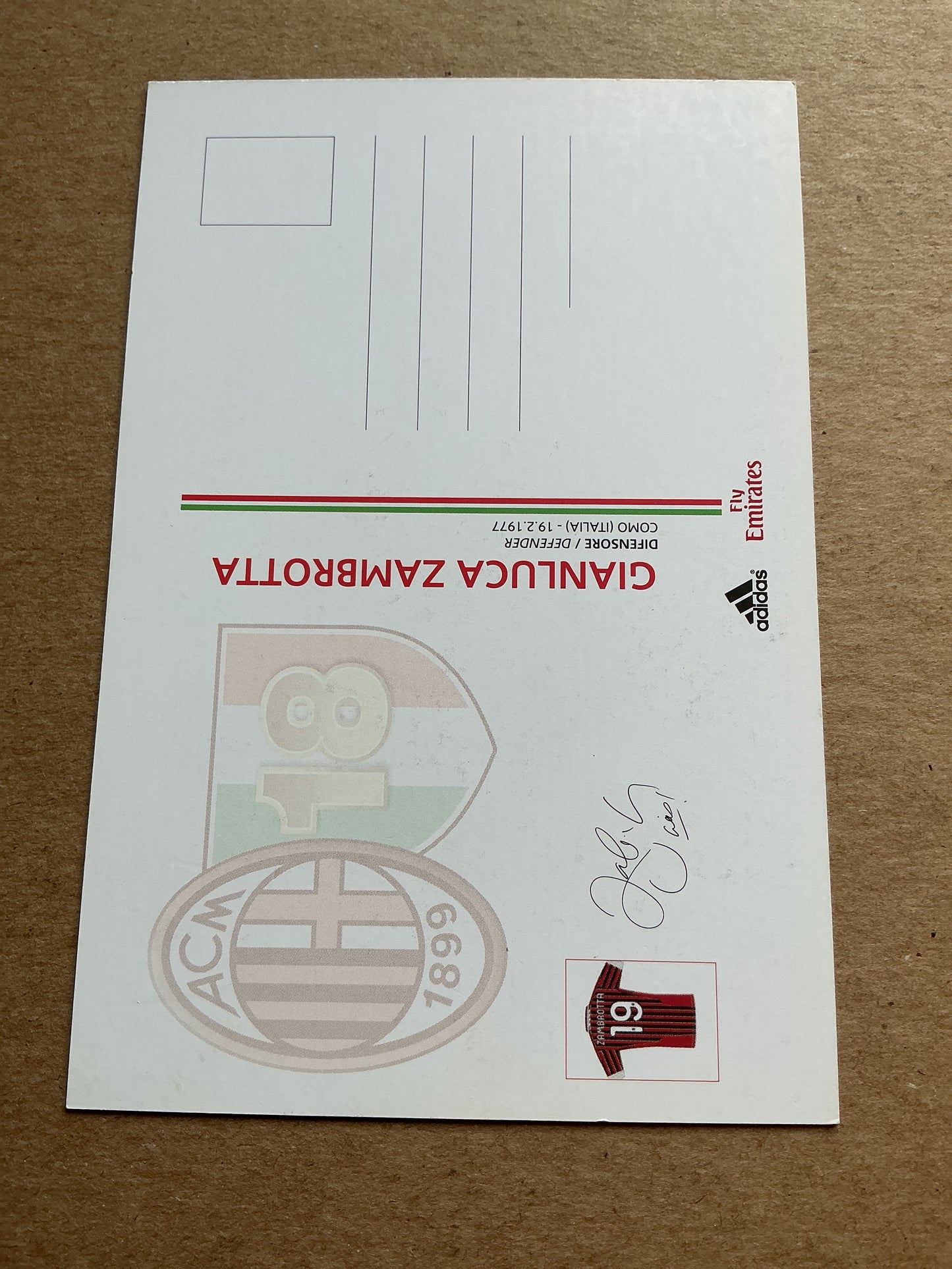 Gianluca Zambrotta, Italy 🇮🇹 AC Milan 2011/12 hand signed