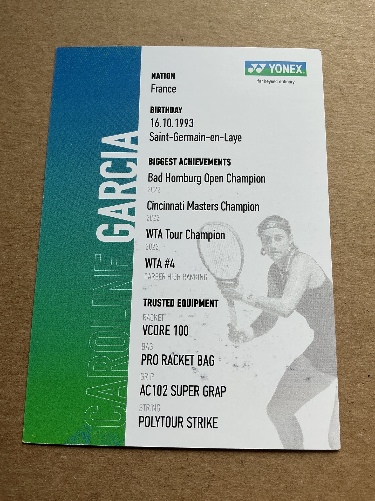 Caroline Garcia, France 🇫🇷 Tennis Sports 2025 hand signed