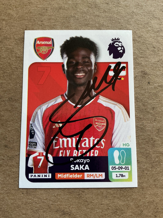 Bukayo Saka, England 🏴󠁧󠁢󠁥󠁮󠁧󠁿 Arsenal FC 2024 Panini hand signed