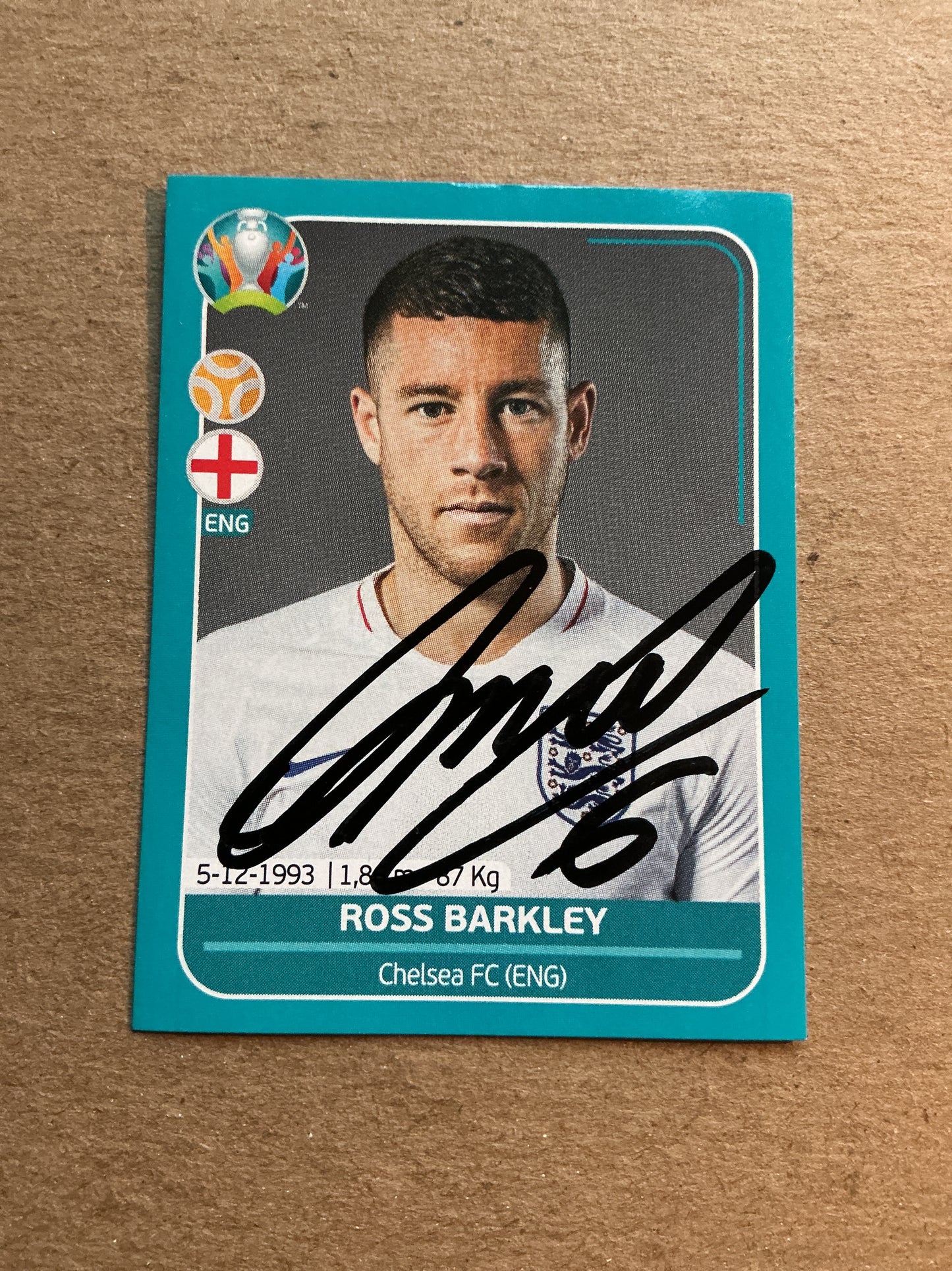 Ross Barkley, England 🏴󠁧󠁢󠁥󠁮󠁧󠁿 UEFA Euro 2020 Panini hand signed