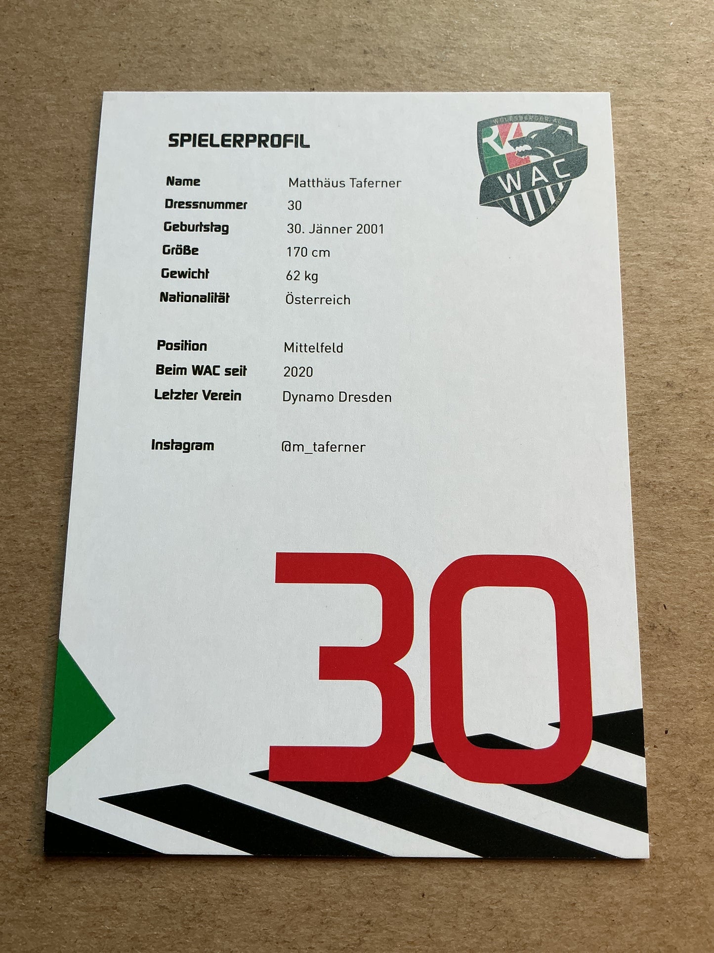 Matthäus Taferner, Austria 🇦🇹 Wolfsberger AC 2020/21 hand signed