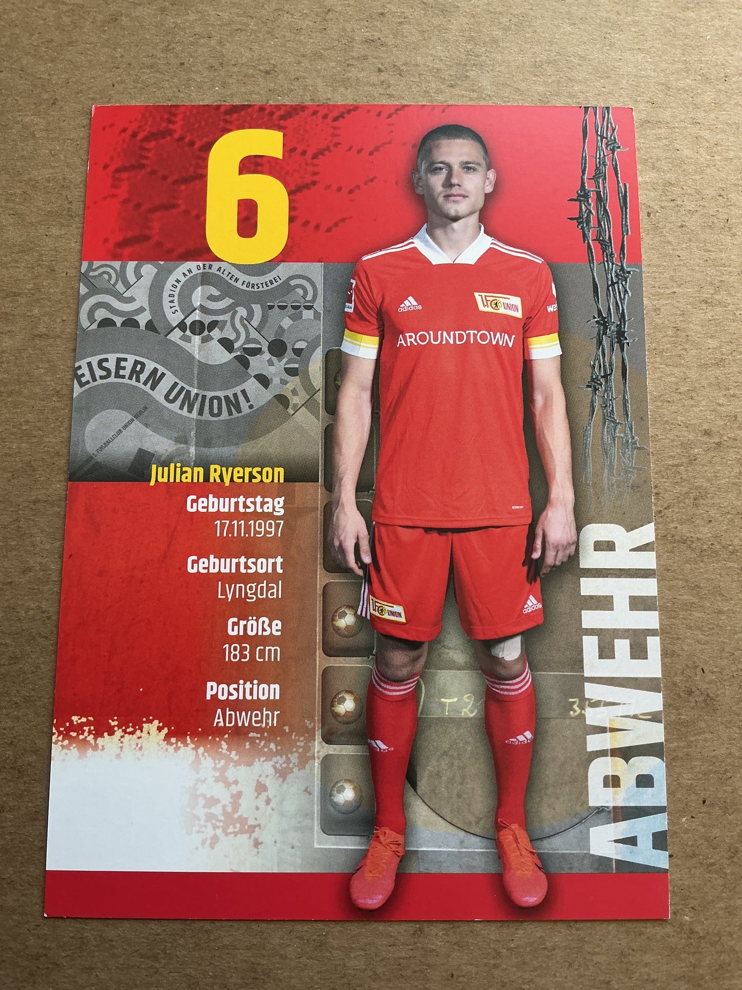 Julian Ryerson, Norway 🇳🇴 1.FC Union Berlin 2020/21 hand signed