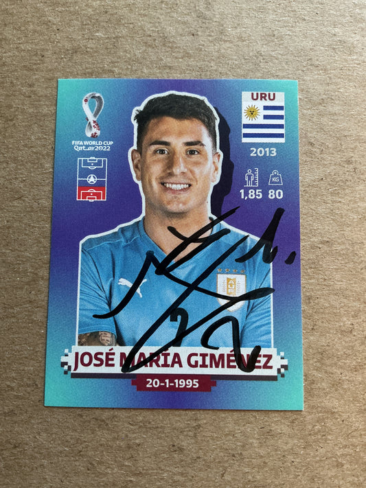 Jose Maria Gimenez, Uruguay 🇺🇾 FIFA World Cup 2022 Panini hand signed