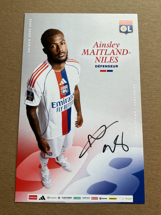 Ainsley Maitland-Niles, England 🏴󠁧󠁢󠁥󠁮󠁧󠁿 Olympique Lyon 2025/26 hand signed