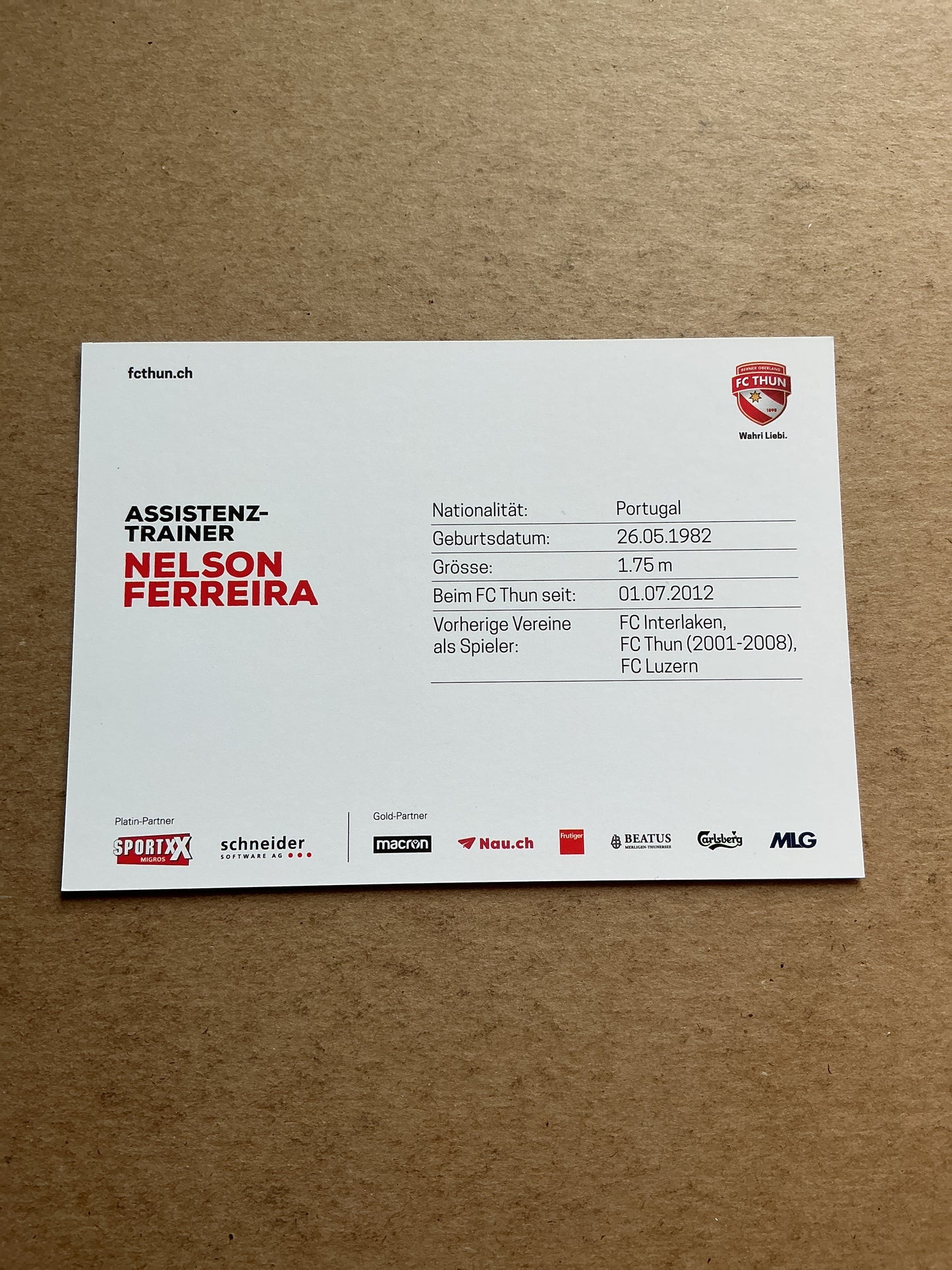 Nelson Ferreira, Portugal 🇵🇹 FC Thun 2020/21 hand signed