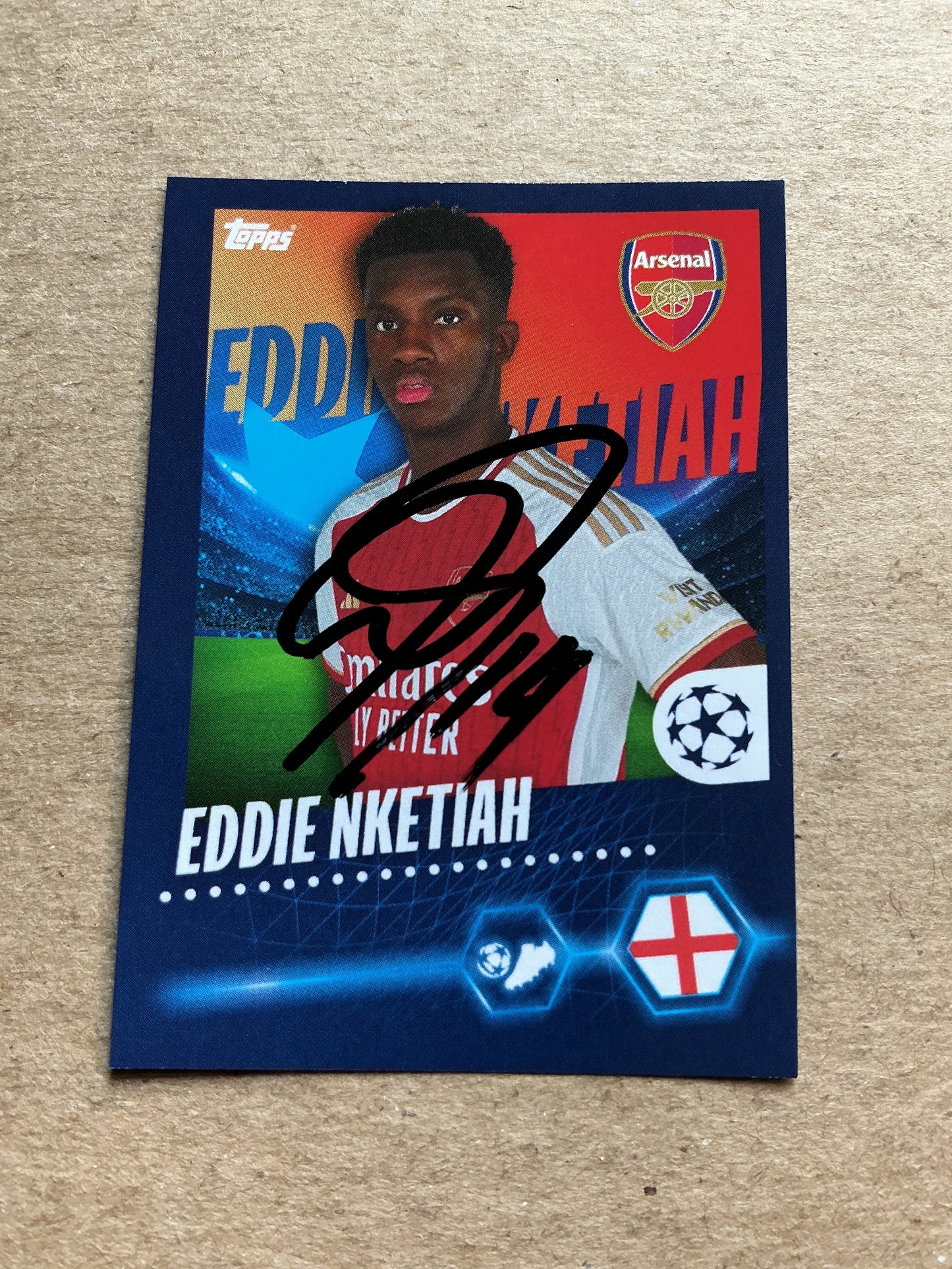 Eddie Nketiah, England 🏴󠁧󠁢󠁥󠁮󠁧󠁿 Arsenal FC 2023/24 Topps hand signed