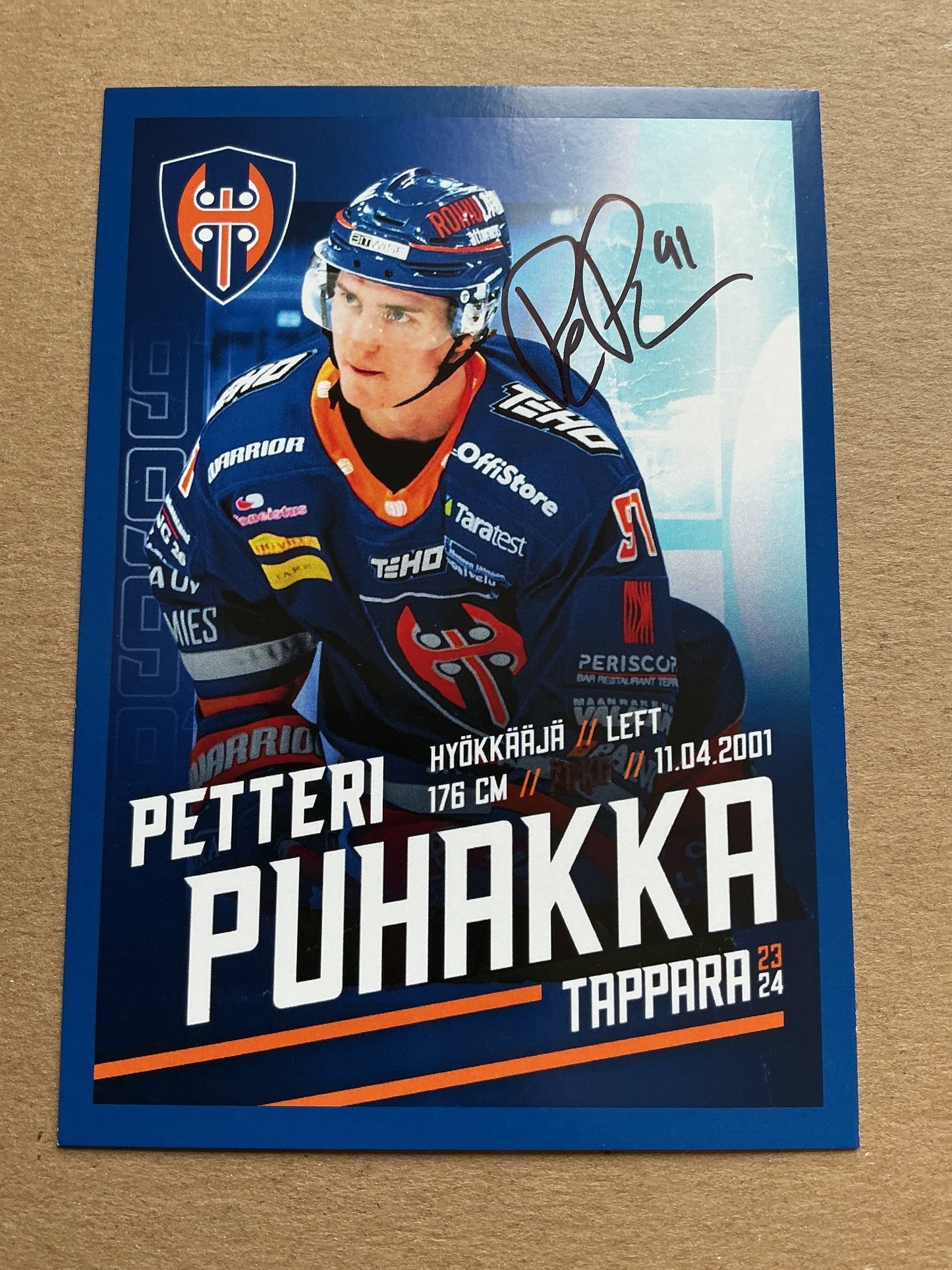 Petteri Puhakka, Finland 🇫🇮 Tappara Tampere 2023/24 hand signed