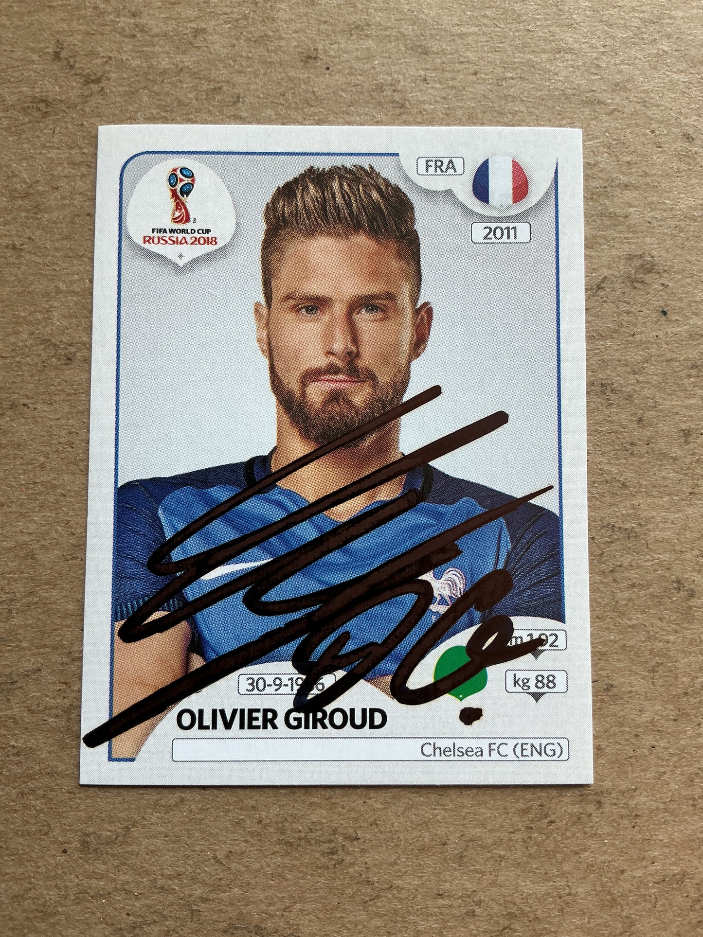 Olivier Giroud, France 🇫🇷 FIFA World Cup 2018 Panini hand signed