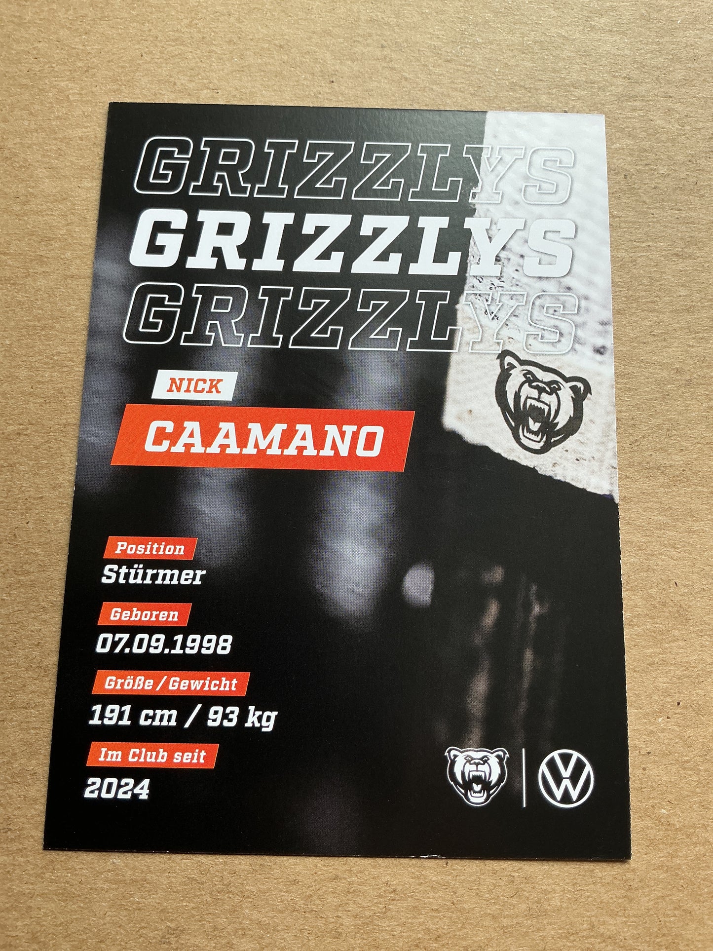 Nick Caamano, Canada 🇨🇦 Grizzlys Wolfsburg 2024/25 hand signed