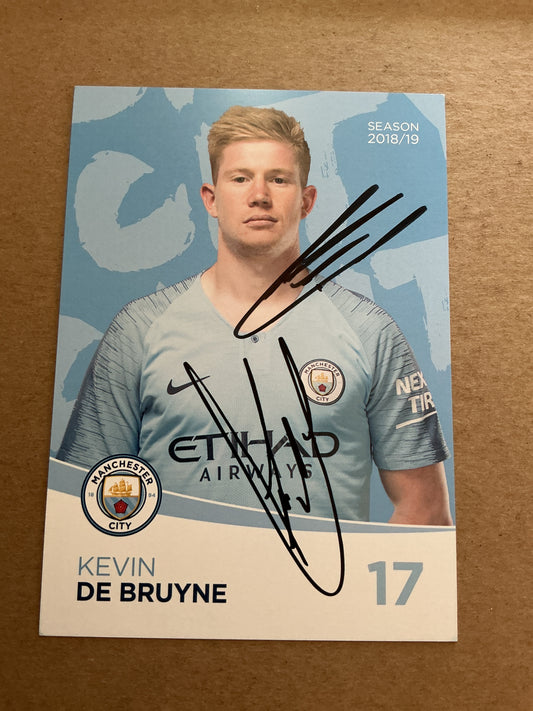 Kevin De Bruyne, Belgium 🇧🇪 Manchester City 2018/19 hand signed