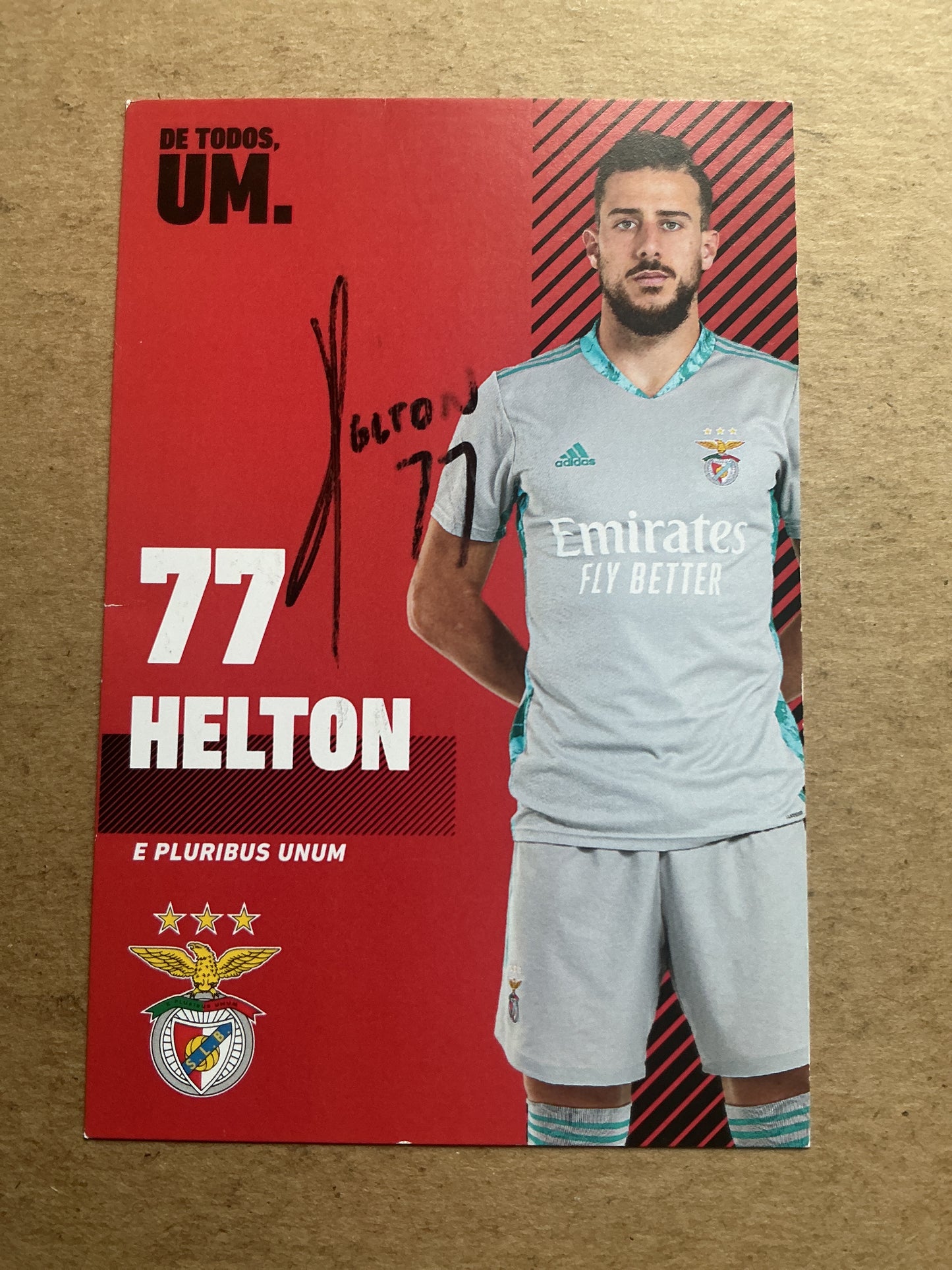 Helton Leite, Brazil 🇧🇷 SL Benfica 2020/21 hand signed
