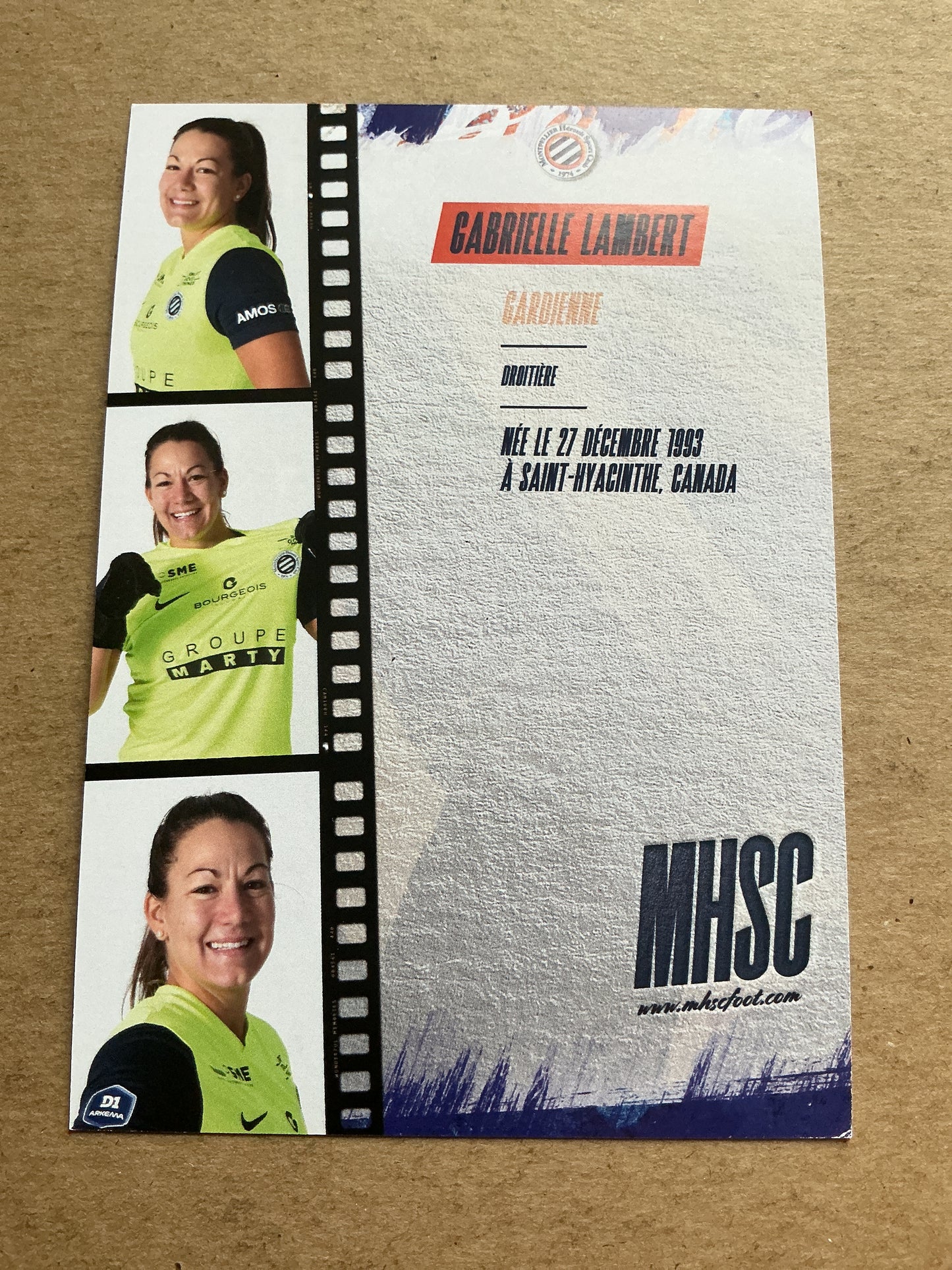 Gabrielle Lambert, Canada 🇨🇦 Montpellier HSC 2022/23 hand signed