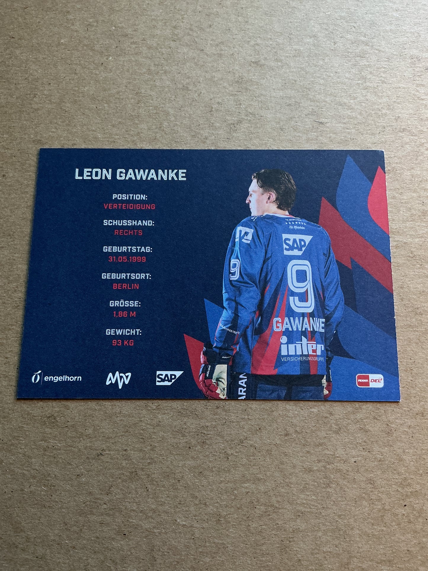 Leon Gawanke, Germany 🇩🇪 Adler Mannheim 2024/25 hand signed
