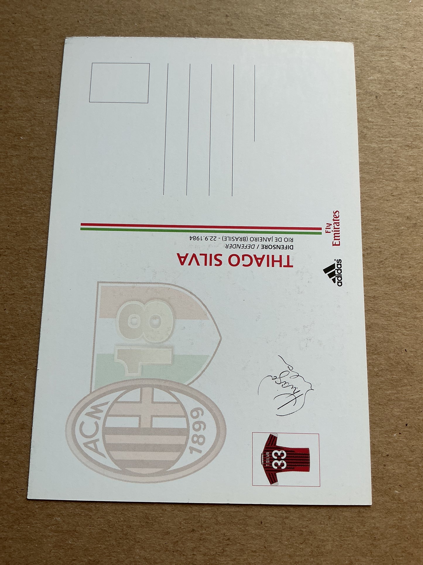 Thiago Silva, Brazil 🇧🇷 AC Milan 2011/12 hand signed