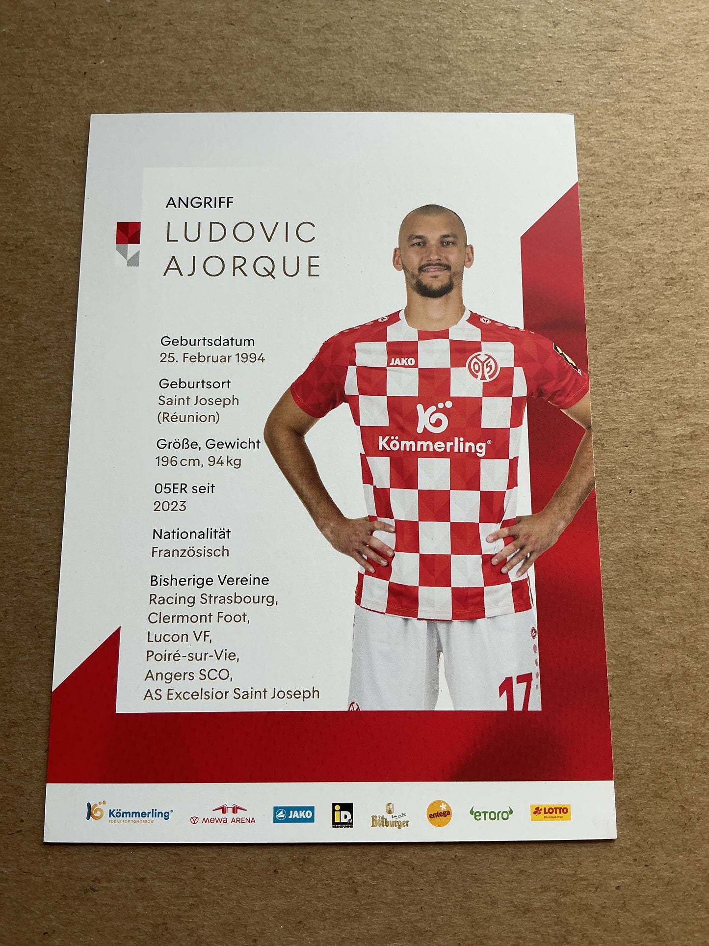 Ludovic Ajorque, France 🇫🇷 FSV Mainz 05 2023/24 hand signed