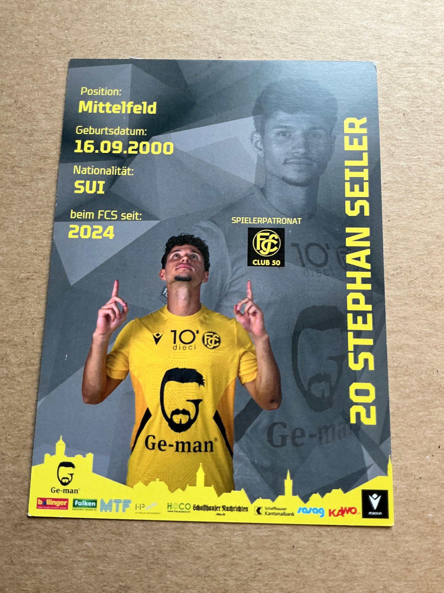 Stephan Seiler, Switzerland 🇨🇭 FC Schaffhausen 2024/25 hand signed