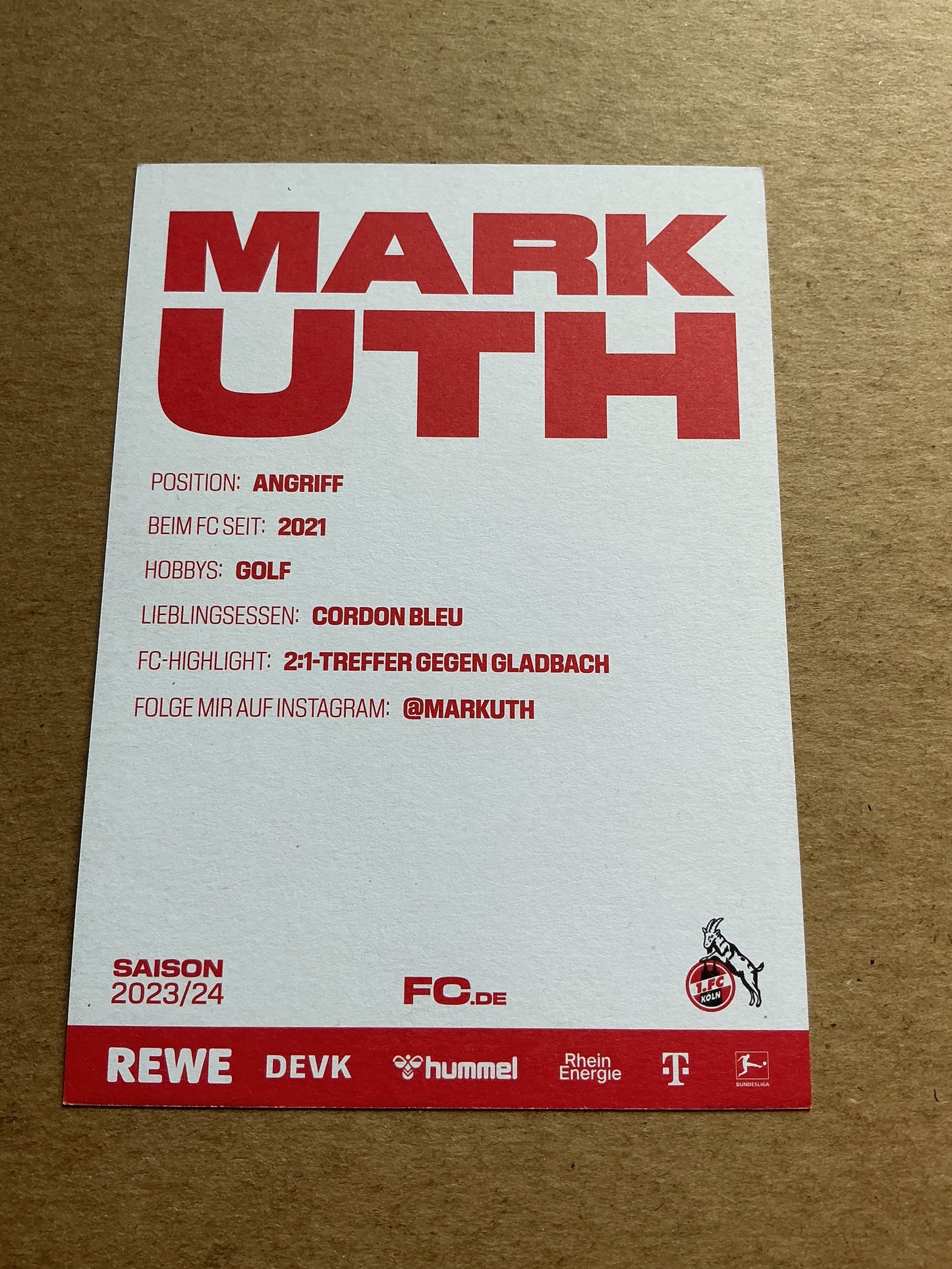 Mark Uth, Germany 🇩🇪 1.FC Köln 2023/24 hand signed