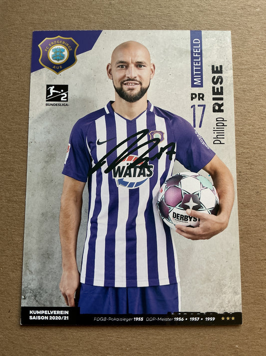 Philipp Riese, Germany 🇩🇪 FC Erzgebirge Aue 2020/21 hand signed