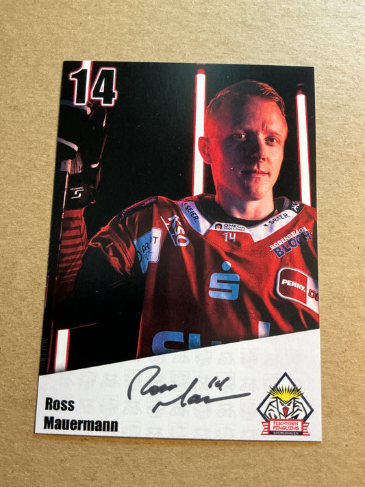 Ross Mauermann, USA 🇺🇸 Fishtown Pinguins 2024/25 hand signed