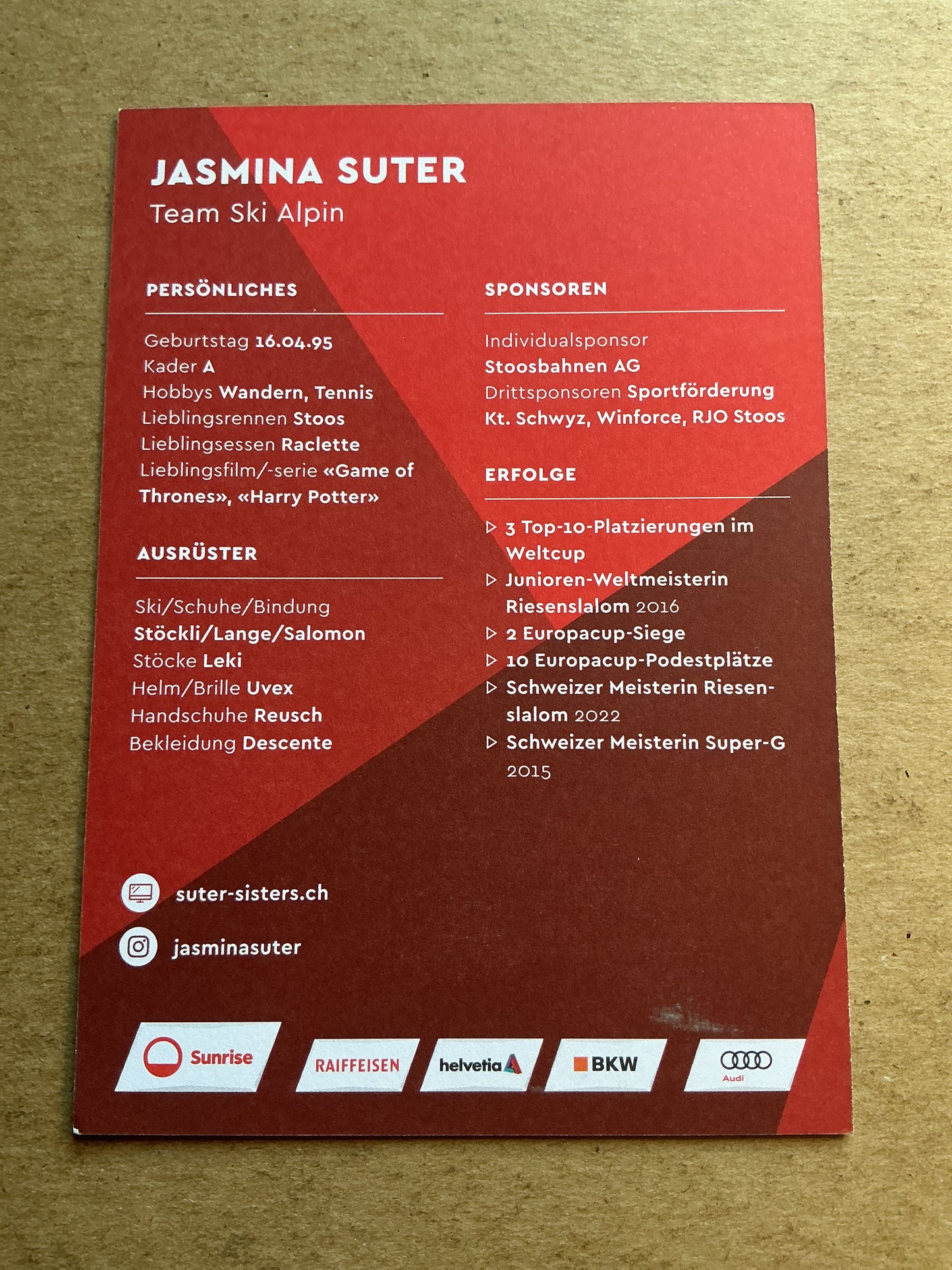Jasmina Suter, Switzerland 🇨🇭Alpine Winter 2022/23 hand signed