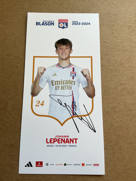 Johann Lepenant, France 🇫🇷 Olympique Lyon 2023/24 hand signed