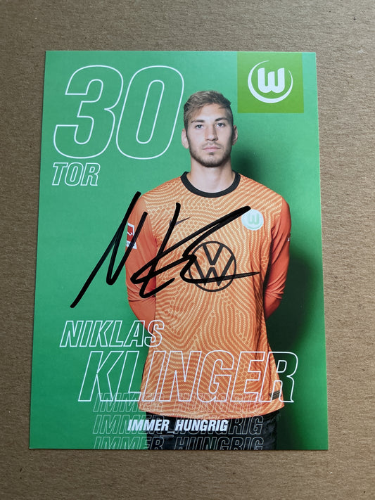 Niklas Klinger, Germany 🇩🇪 VfL Wolfsburg 2020/21 hand signed