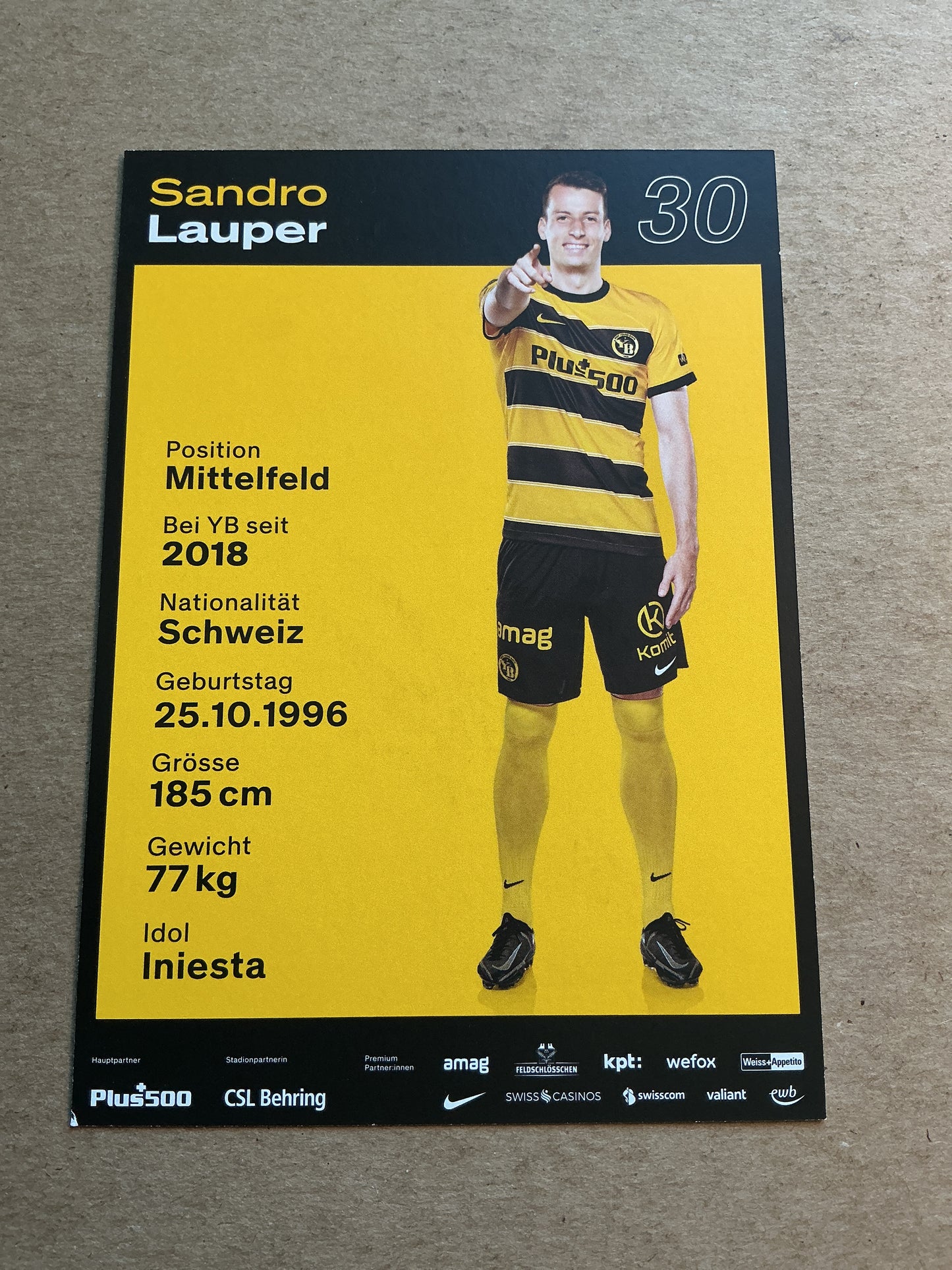 Sandro Lauper, Switzerland 🇨🇭 BSC Young Boys 2023/24 hand signed