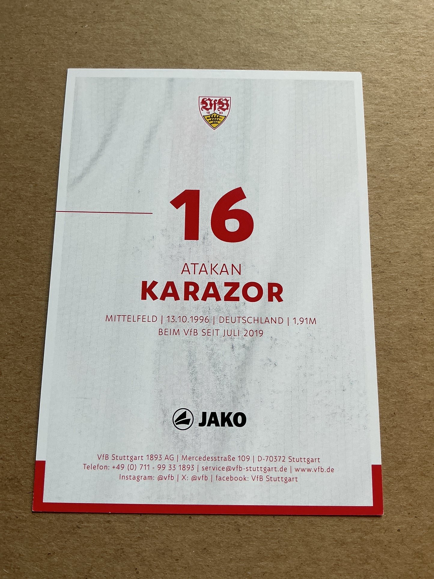 Atakan Karazor, Türkiye 🇹🇷 VfB Stuttgart 2024/25 hand signed