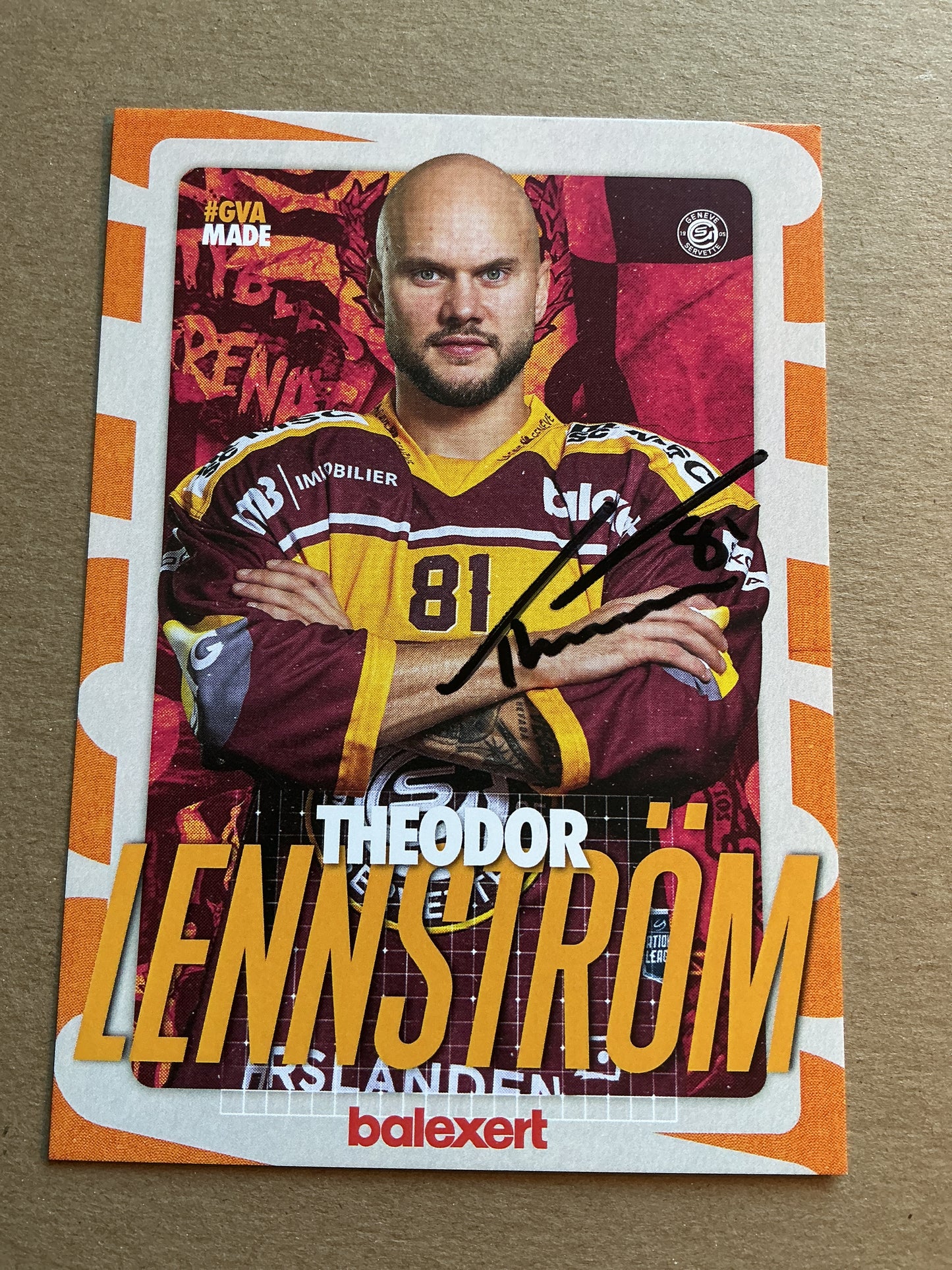 Theodor Lennström, Sweden 🇸🇪 Geneve-Servette HC 2024/25 hand signed