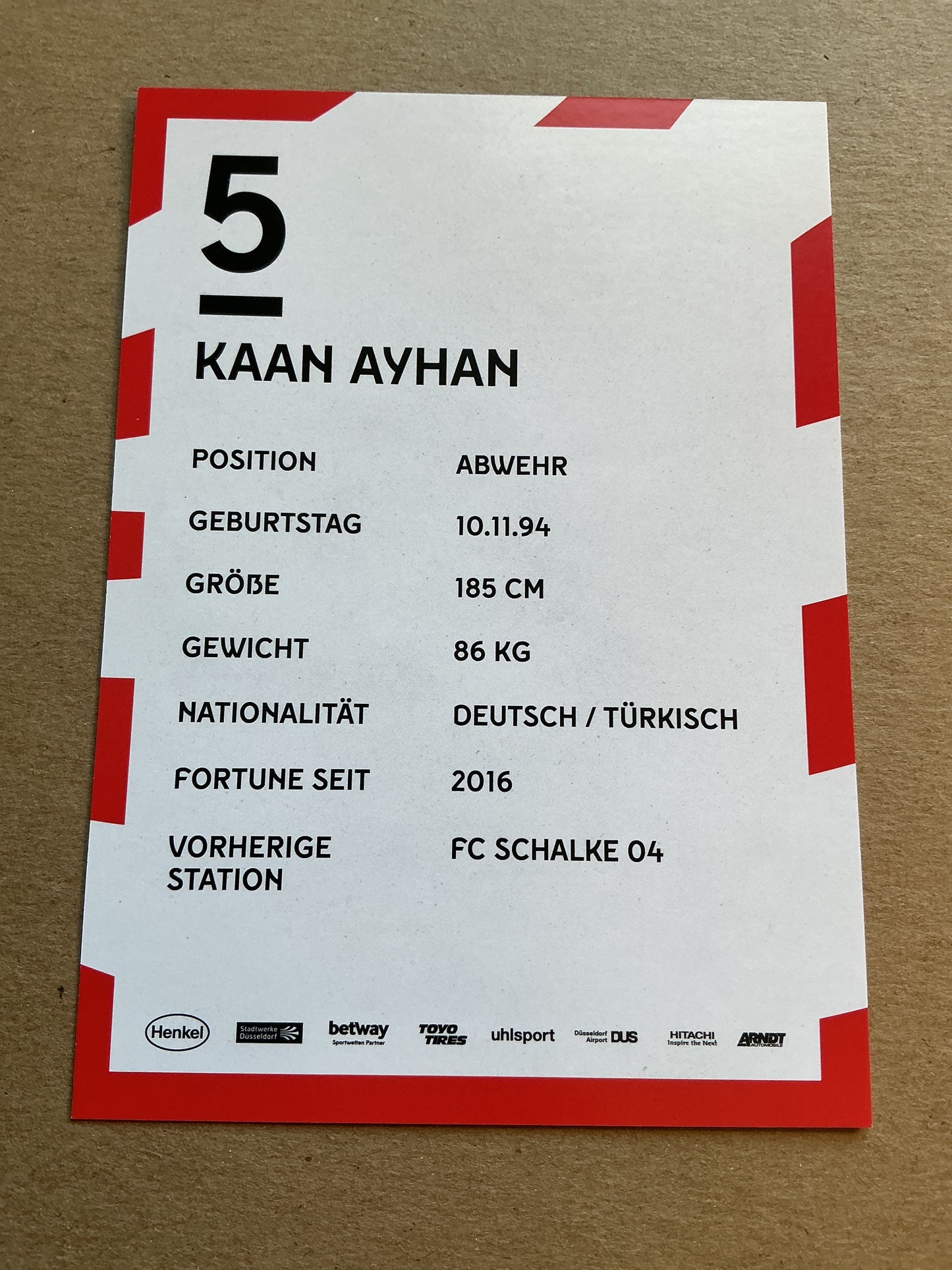Kaan Ayhan, Türkiye 🇹🇷 Fortuna Düsseldorf 2019/20 hand signed