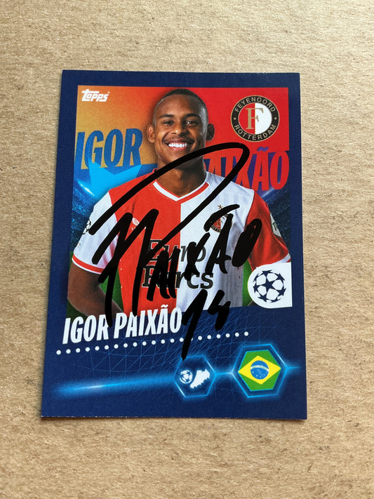 Igor Paixao, Brazil 🇧🇷 Feyenoord Rotterdam 2023/24 Topps hand signed