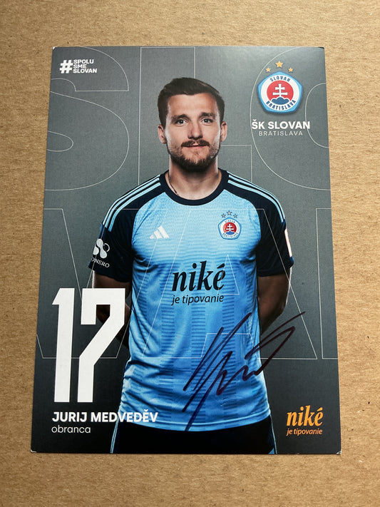 Jurij Medvedev, Czech Republic 🇨🇿 SK Slovan Bratislava 2024/25 hand signed