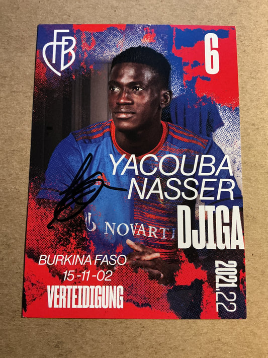 Nasser Djiga, Burkina Faso 🇧🇫 FC Basel 2021/22 hand signed