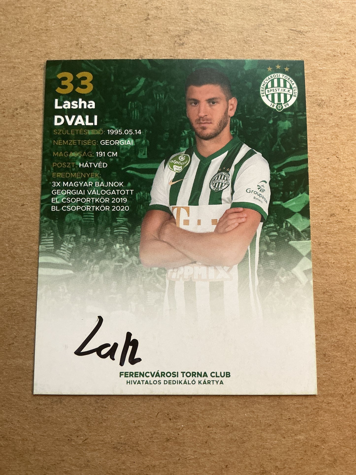 Lasha Dvali, Georgia 🇬🇪 Ferencvaros TC 2021/22 hand signed