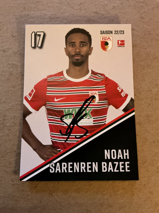 Noah Sarenren Bazee, Germany 🇩🇪 FC Augsburg 2022/23 hand signed