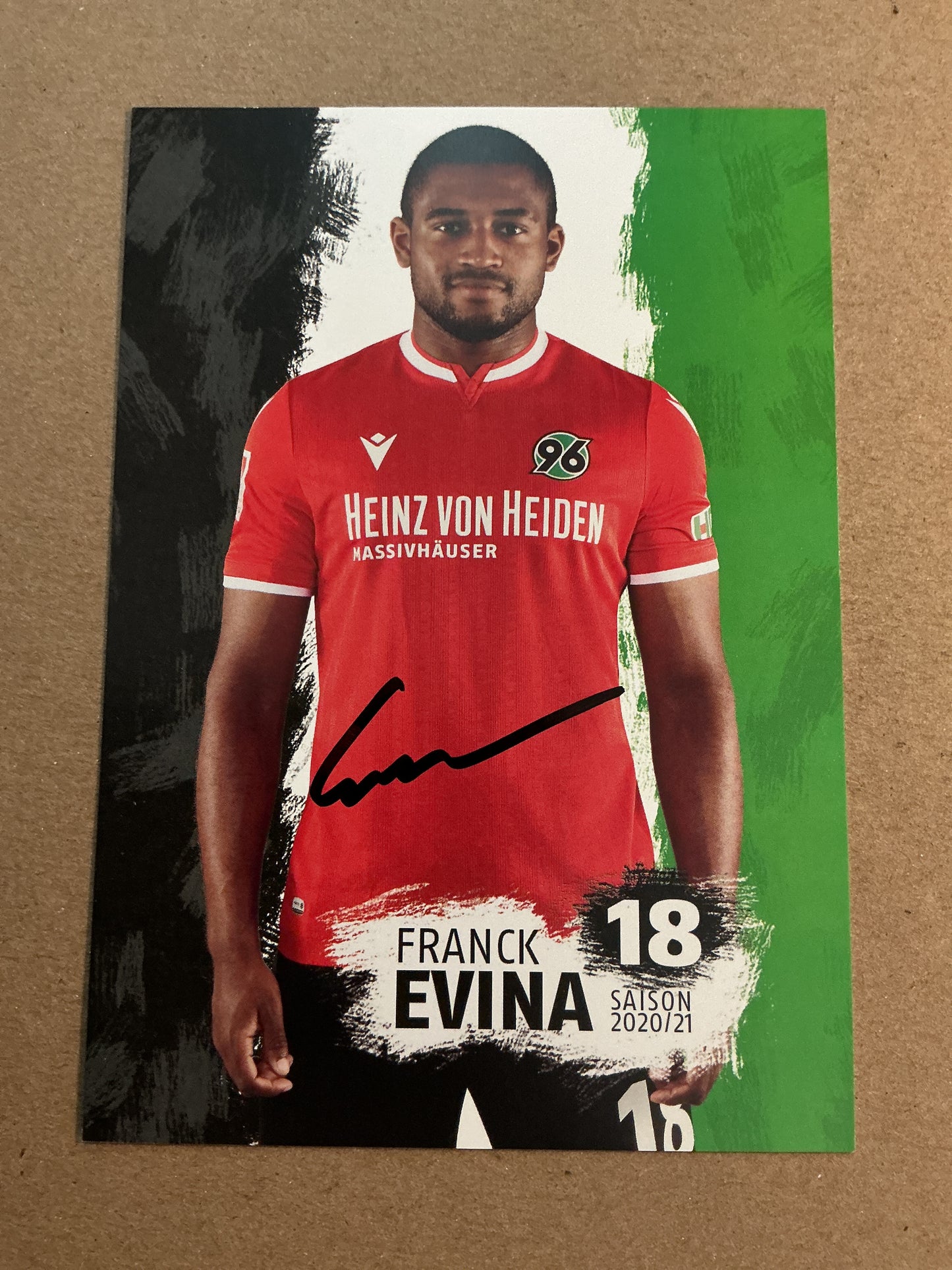 Frank Evina, Cameroon 🇨🇲 Hannover 96 2020/21 hand signed