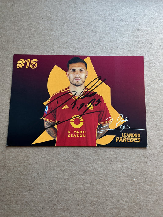 Leandro Paredes, Argentina 🇦🇷 AS Roma 2023/24 hand signed