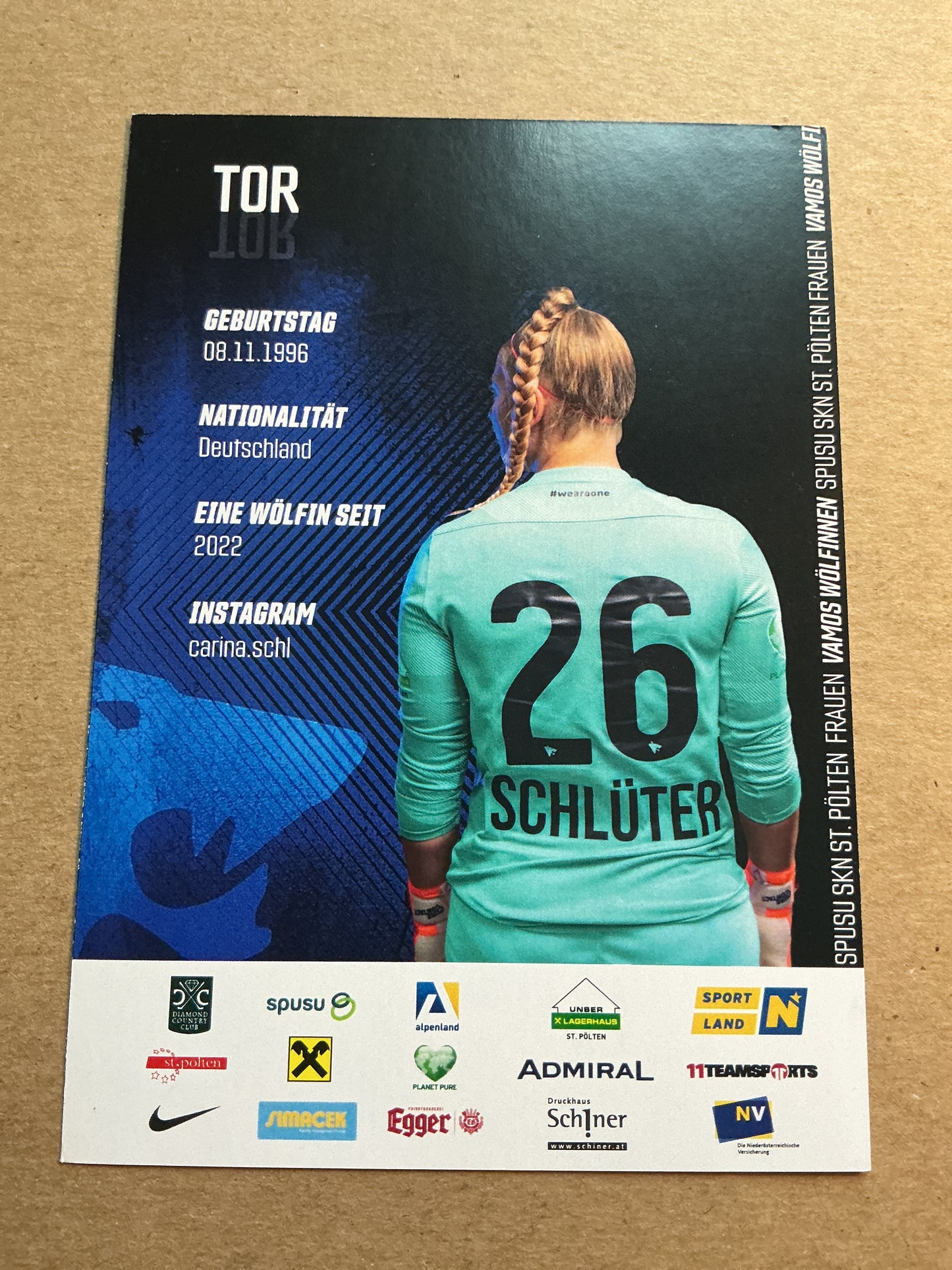 Carina Schlüter, Germany 🇩🇪 SKN St.Pölten 2022/23 hand signed